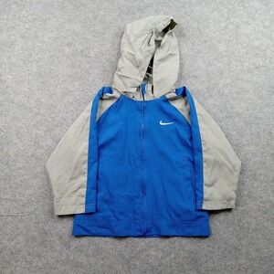 Nike Jacket‎ Toddler Boys 2T Blue Gray Hooded Windbreaker Lightweight Logo